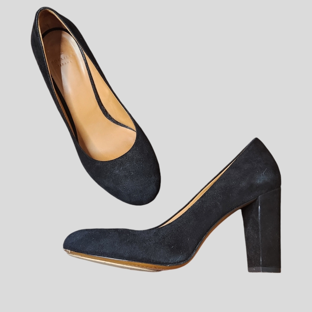 Sezane Black Suede Heels